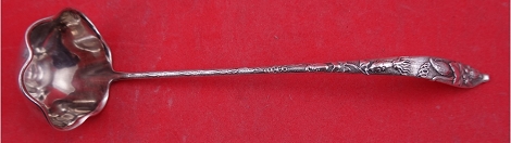 Sauce Ladle fluted  w/ squash motif  7 1/4